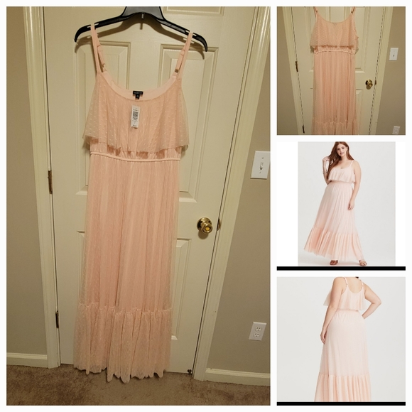 torrid Dresses & Skirts - TORRID Runway Collection Blush Mesh Flounce Tank MAXI Dress